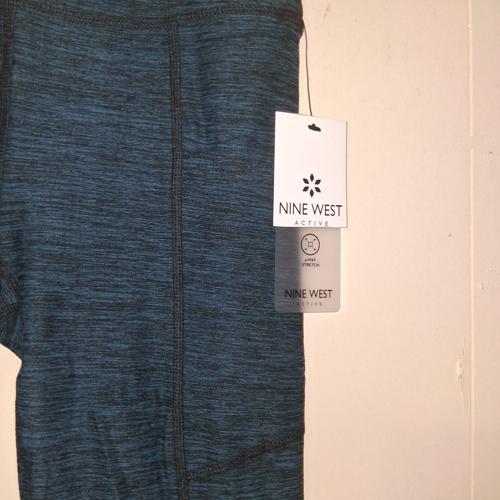 Nine West Teal Marled High-Waist Workout Capri Leggings - Picture 3 of 7